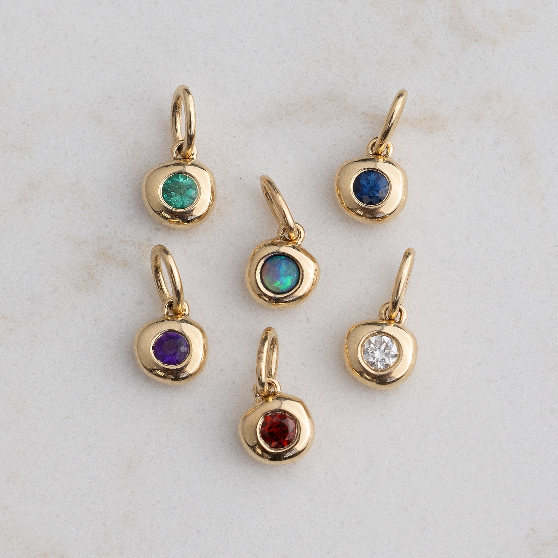 Birthstone Pillow Charm in 14k Yellow Gold