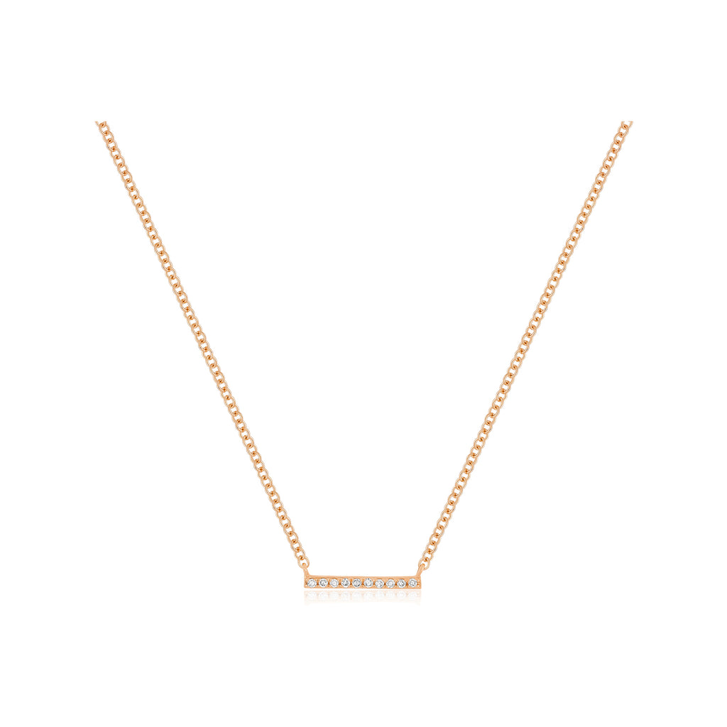 Thin Diamond Bar Necklace in 14K Gold - Mini