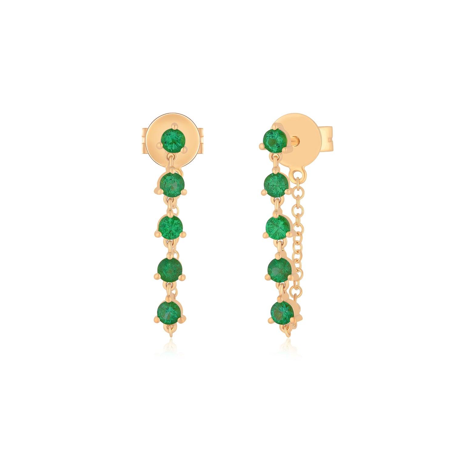 Multi Emerald Chain Stud Earring