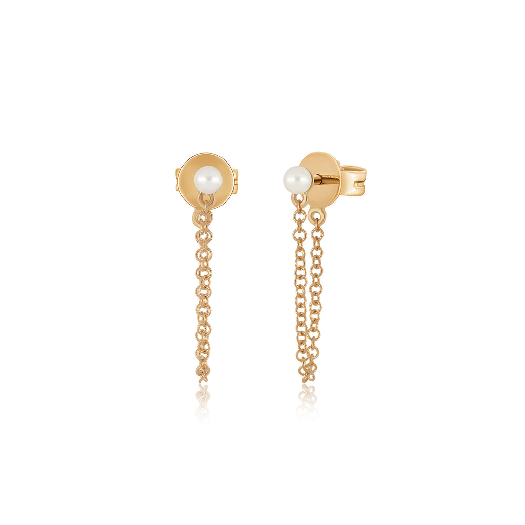 Solitaire Diamond Liquid Gold Threader Earring 14K Rose Gold / Pair