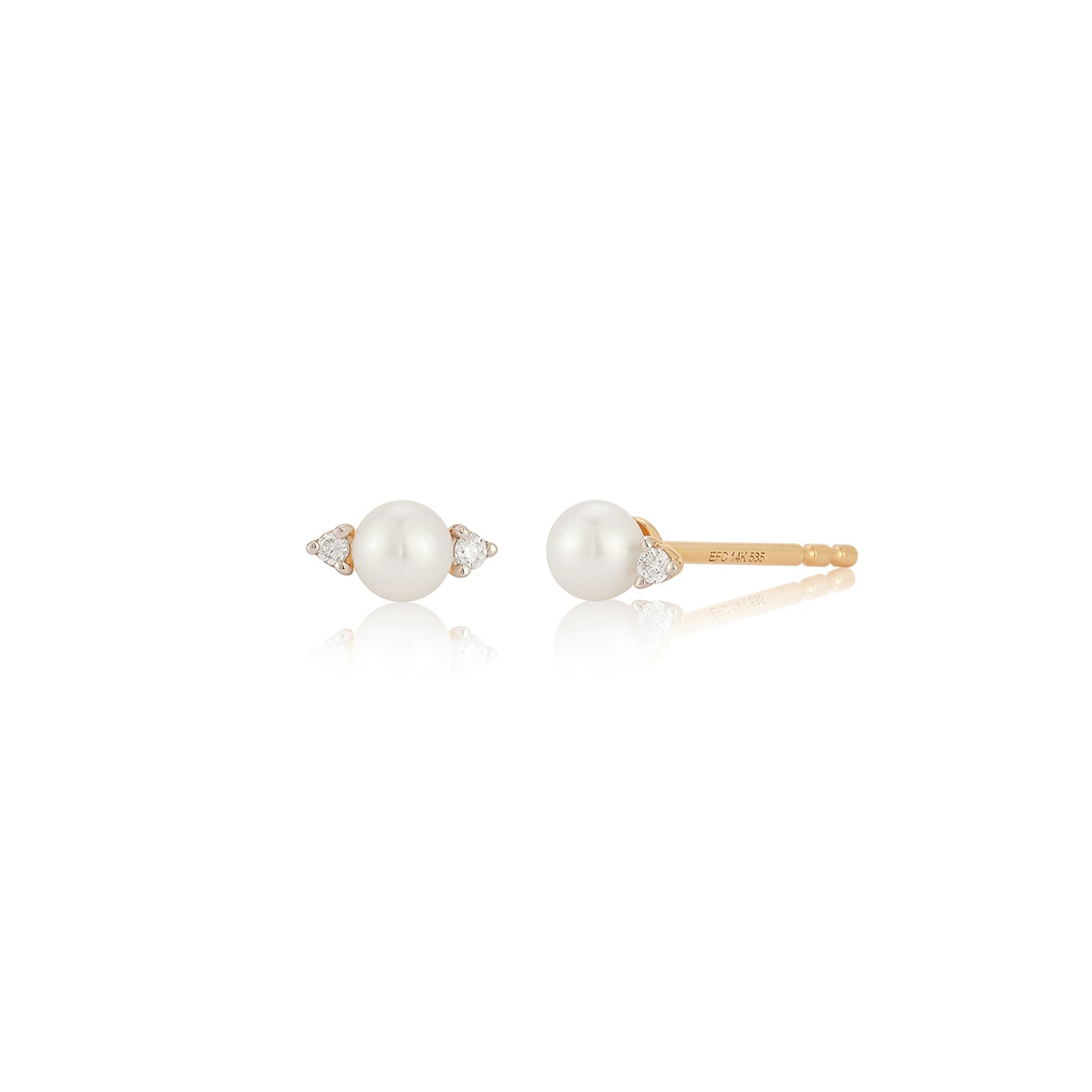 Diamond & Pearl Stud Earring in rose gold