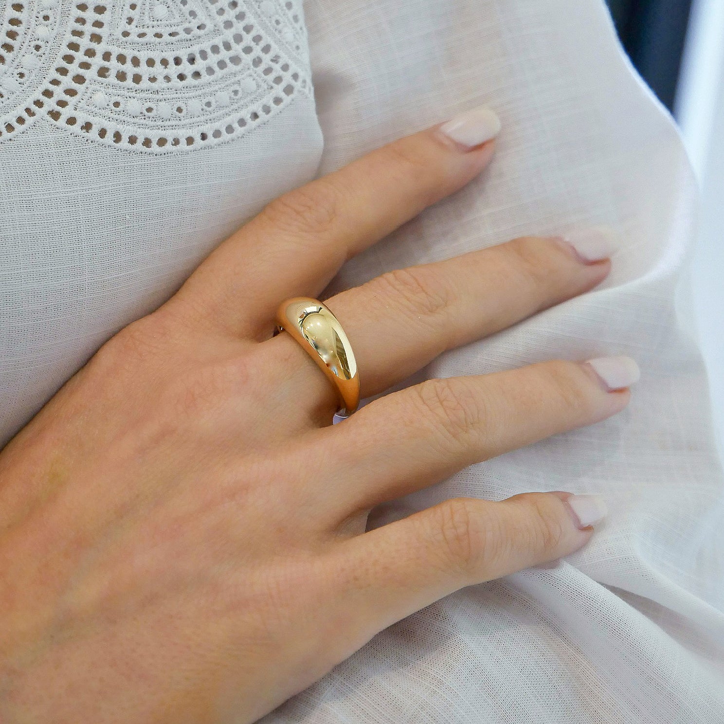 14K Gold Ribbed Dome Ring - Zoe Lev Jewelry