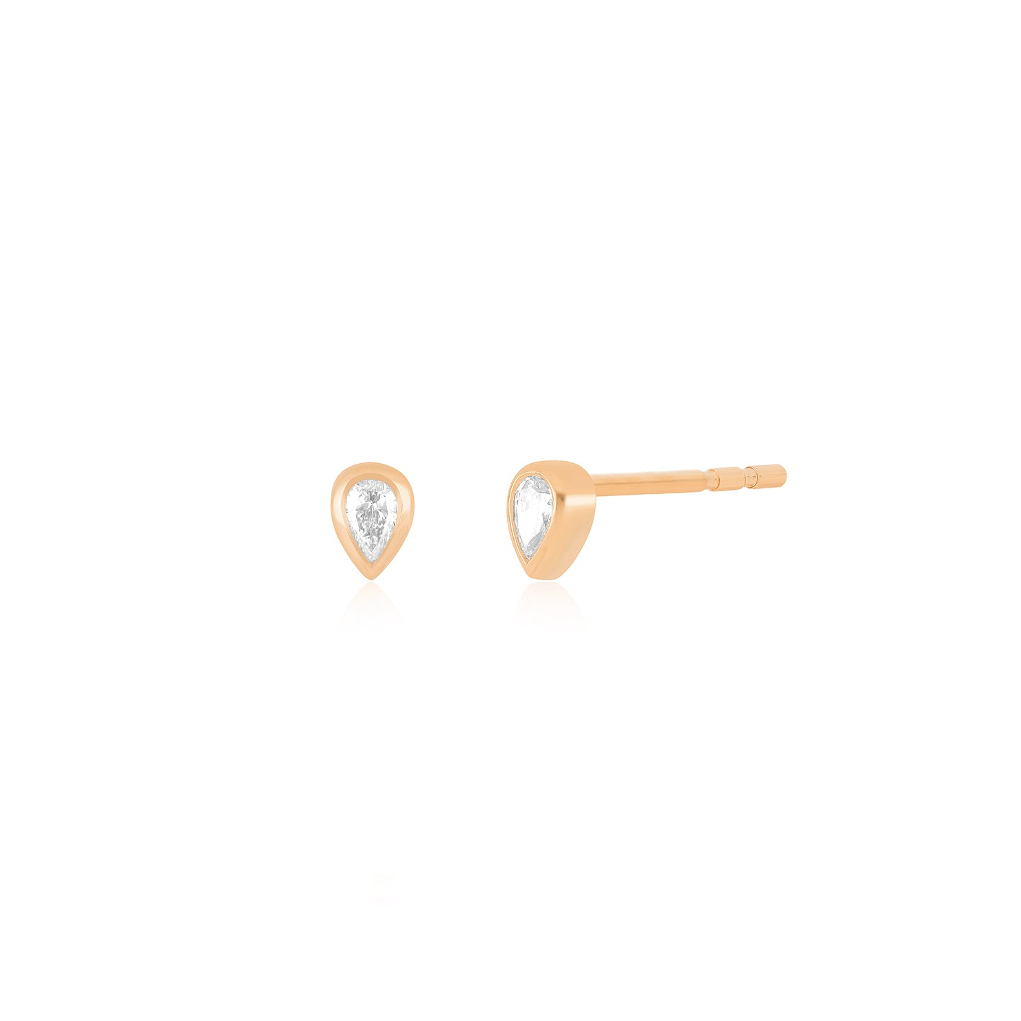 Bezel Set Diamond Pear Stud Earring