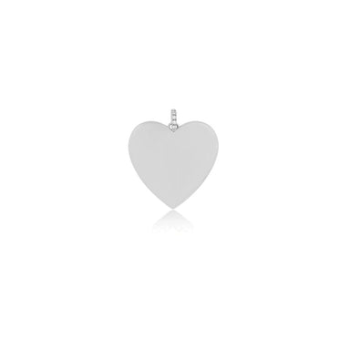 Gold Jumbo Heart Charm in 14k White Gold with diamond bail