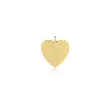 Gold Jumbo Heart Charm in 14k Yellow Gold with diamond bail