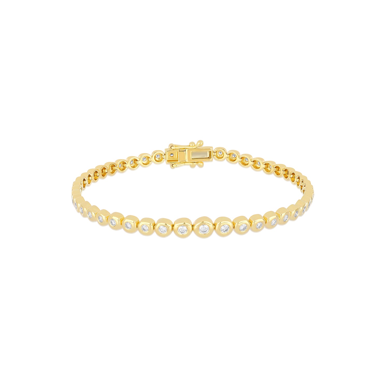 Graduated Diamond Pillow Eternity Bracelet in 14k yellow gold