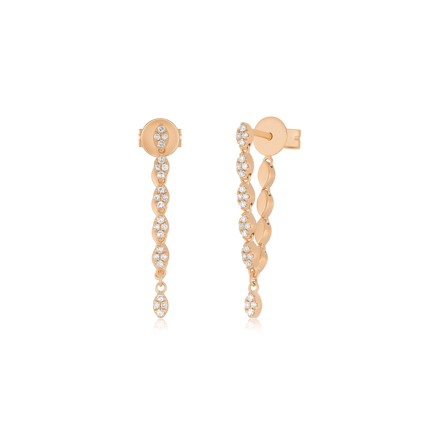 Pavé Diamond Marquise Chain Drop Stud Earring