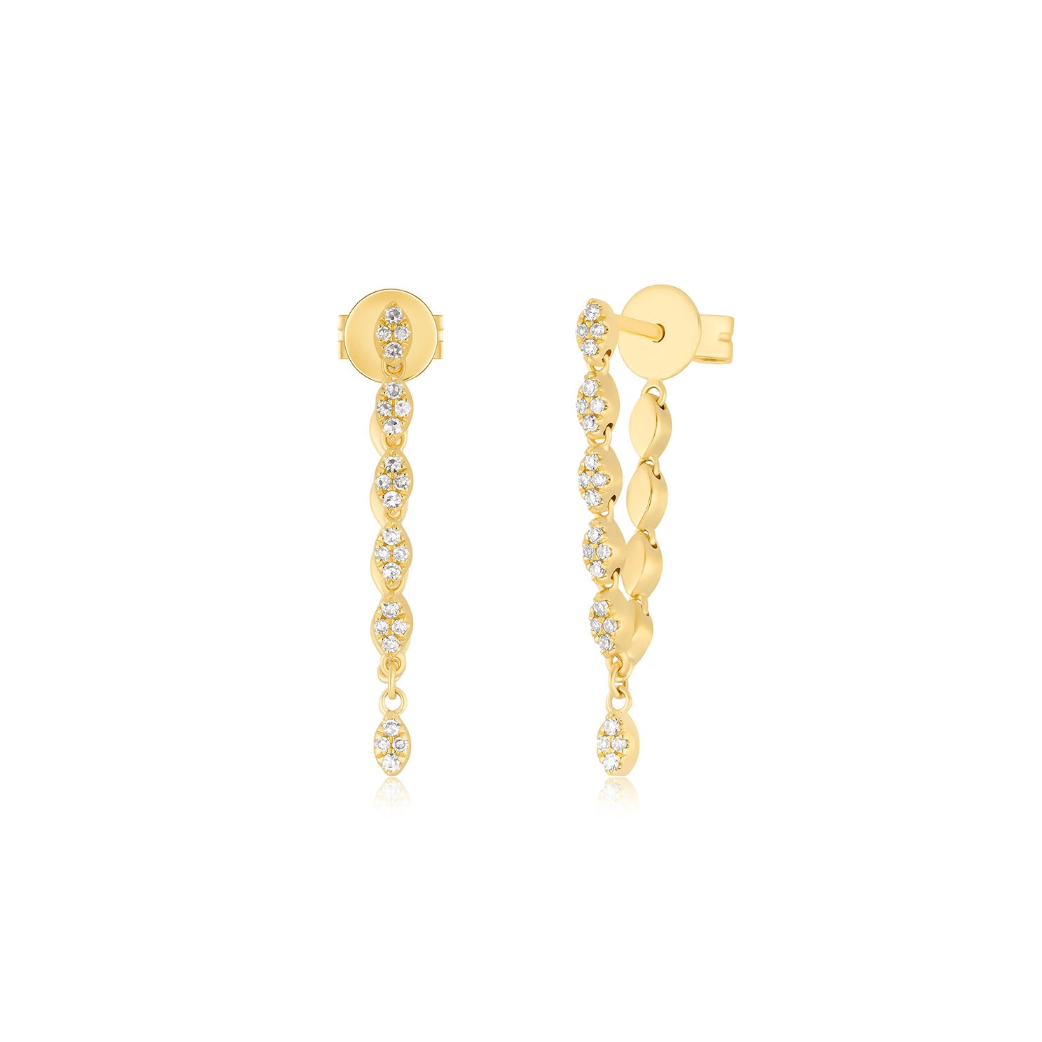 Pavé Diamond Marquise Chain Drop Stud Earring