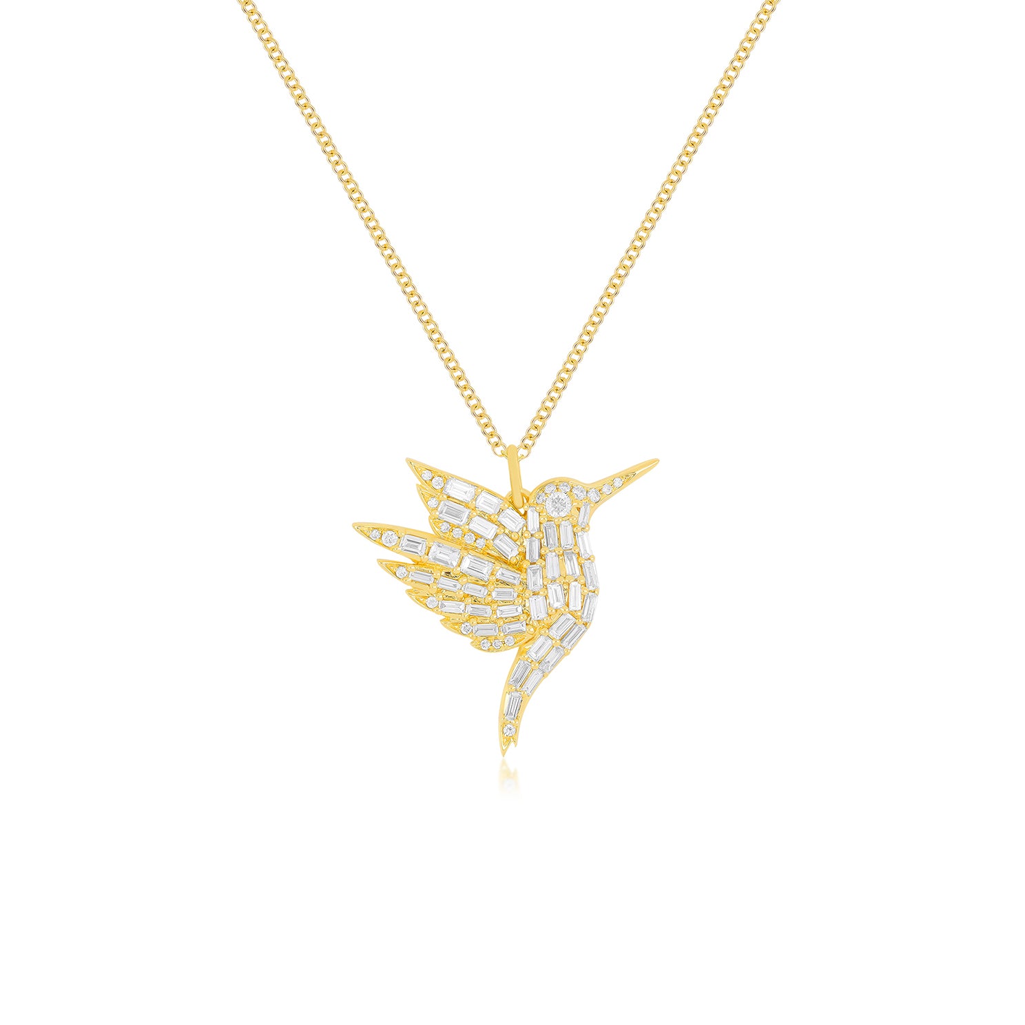 Diamond Baguette Hummingbird Necklace