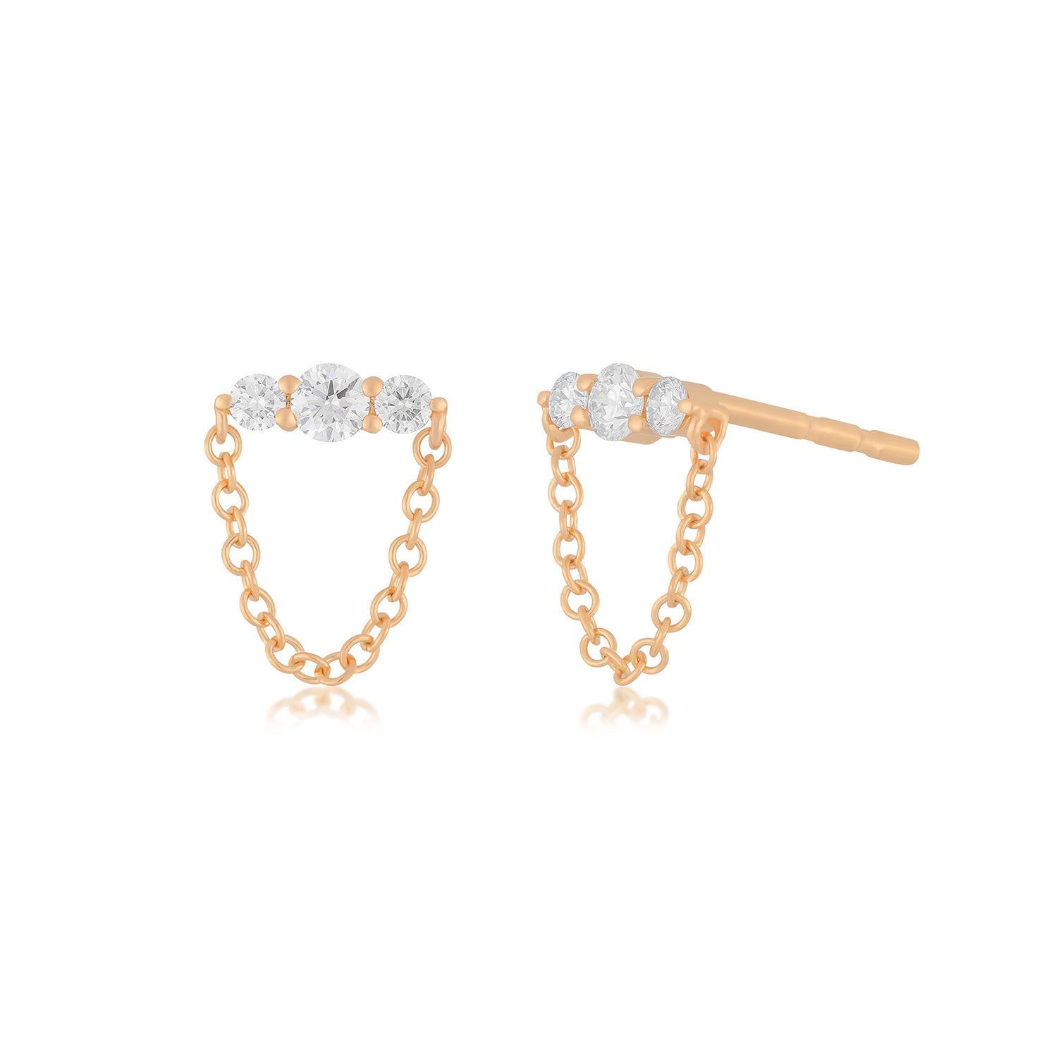 Graduated Diamond Bar Chain Stud Earring