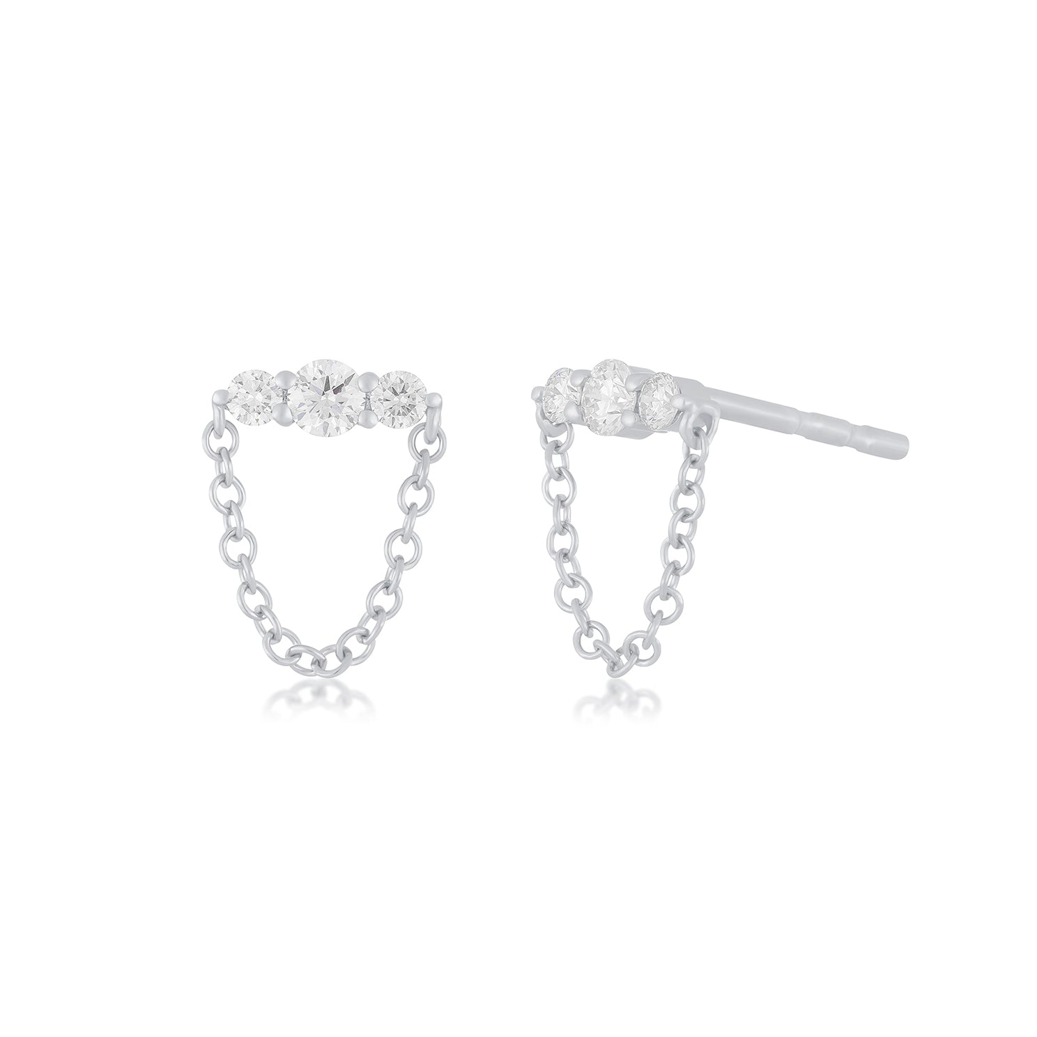 Graduated Diamond Bar Chain Stud Earring