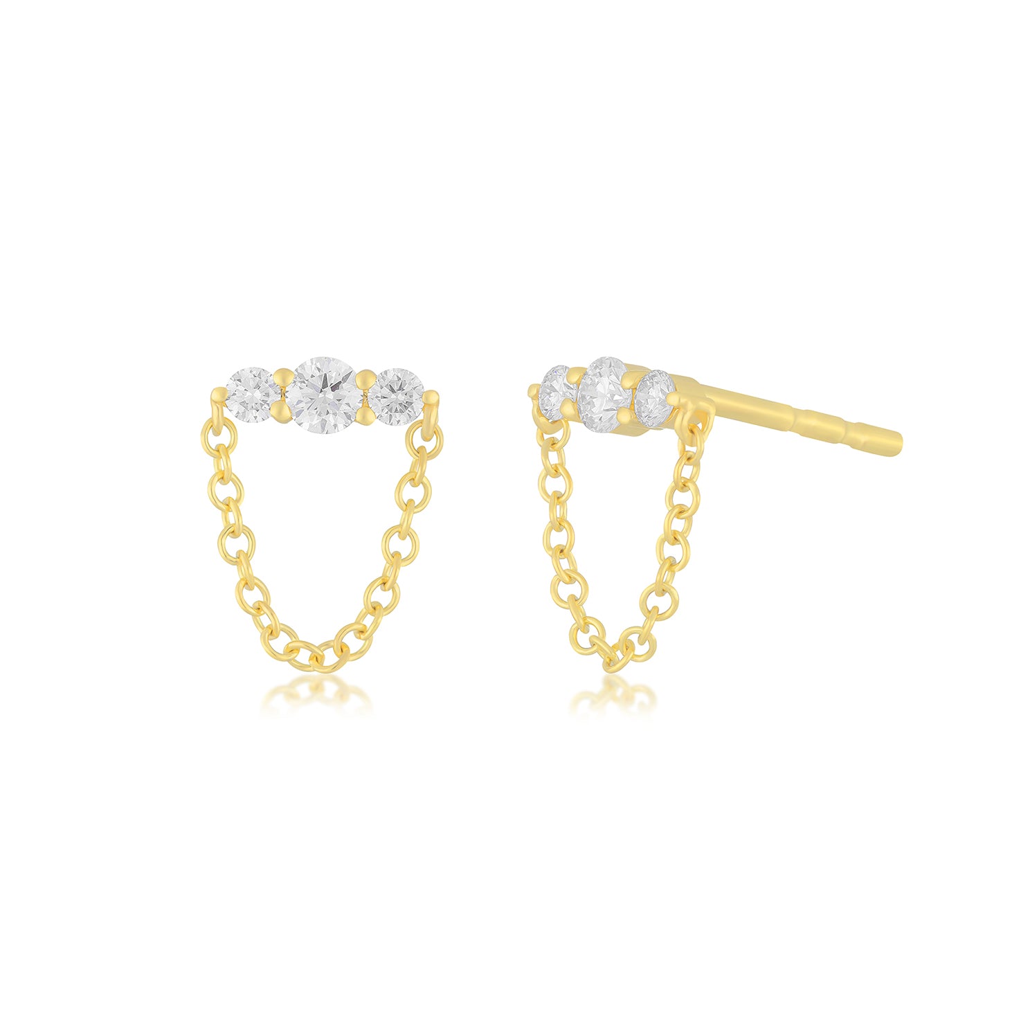 Graduated Diamond Bar Chain Stud Earring