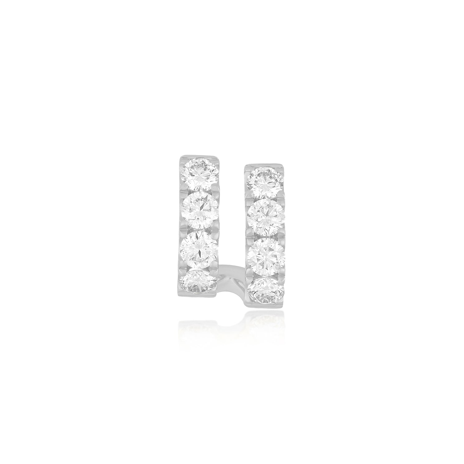 Single Jumbo Double Diamond Mini Huggie Earring