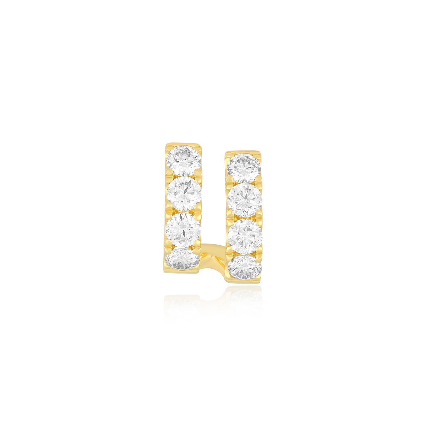 Single Jumbo Double Diamond Mini Huggie Earring