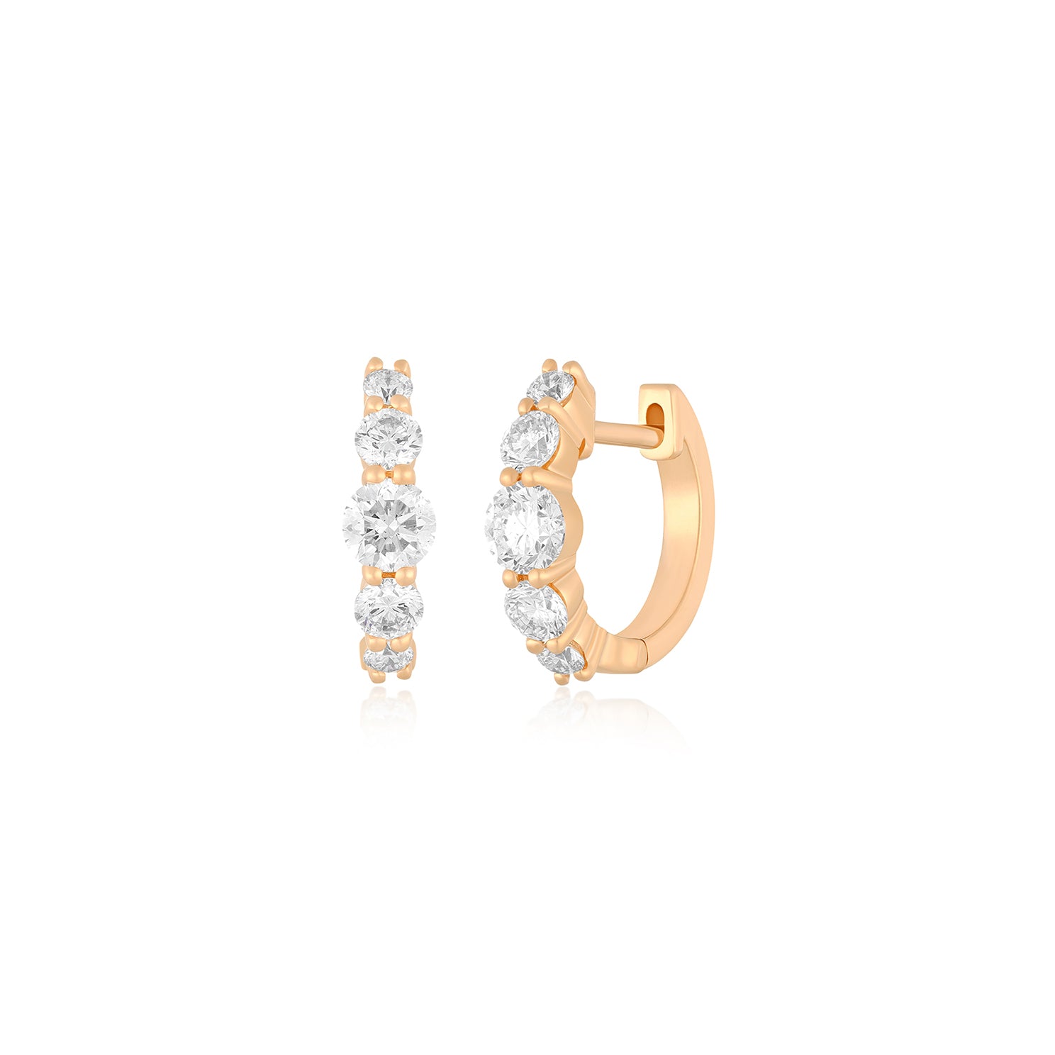 Jumbo Prong Set Graduated Diamond Huggie Earring