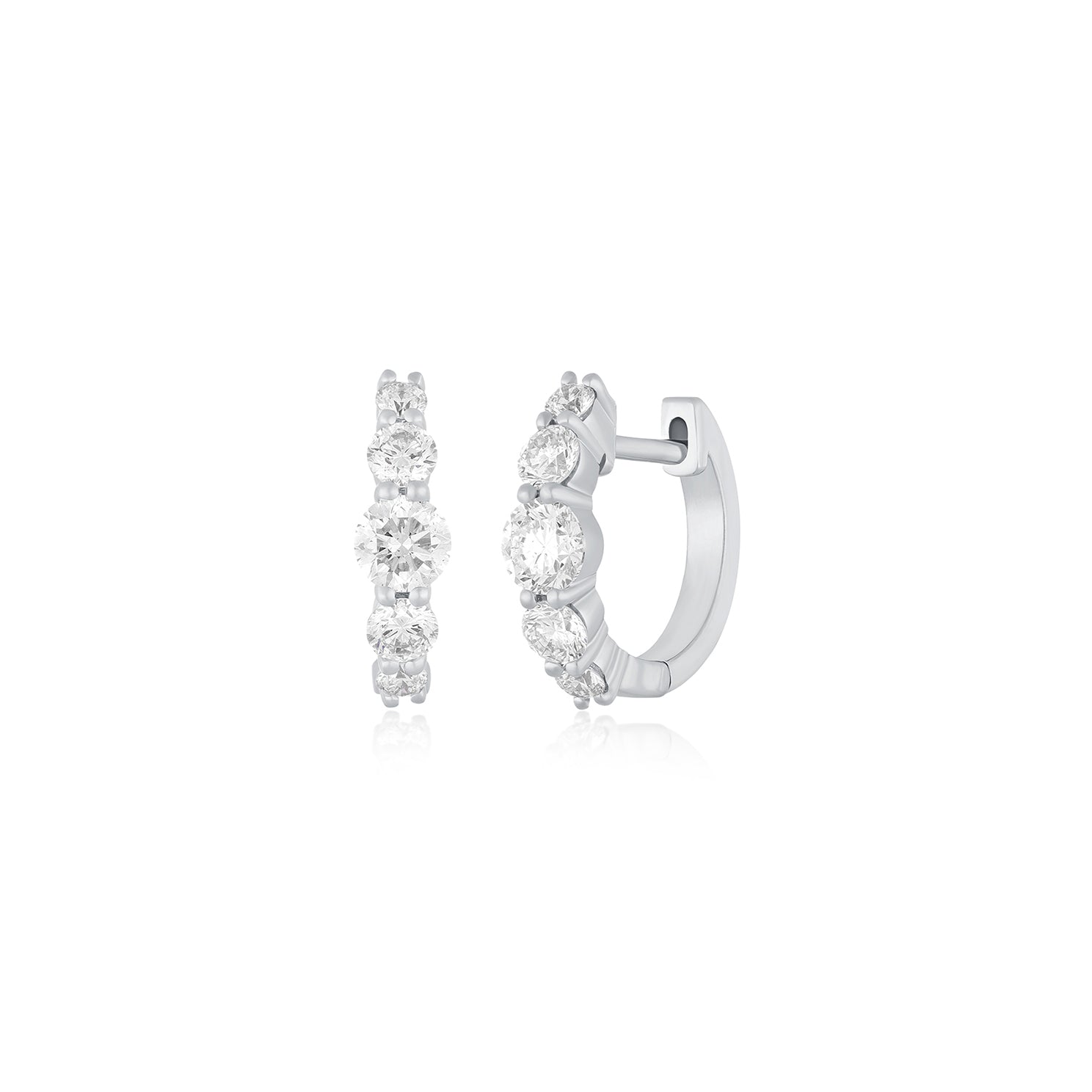 Jumbo Prong Set Graduated Diamond Huggie Earring