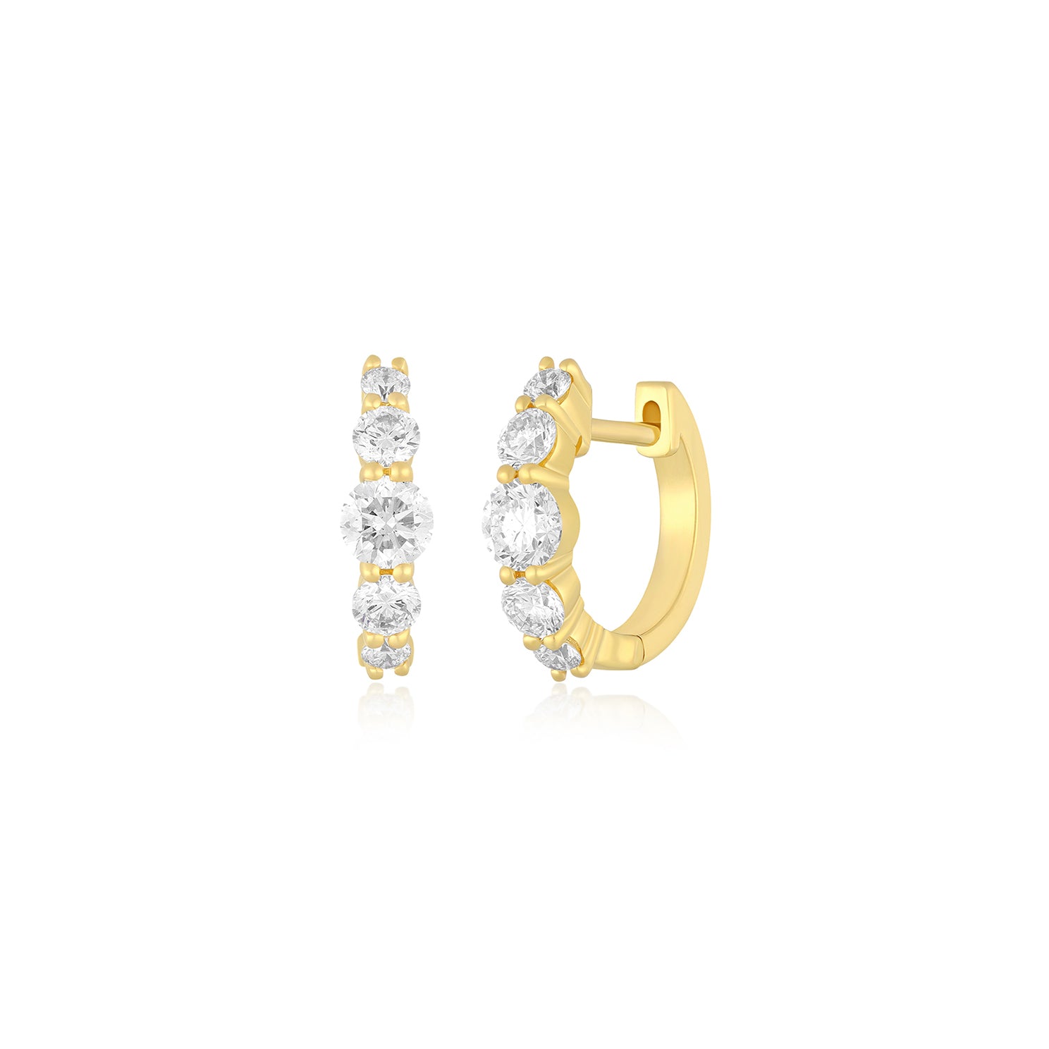 Jumbo Prong Set Graduated Diamond Huggie Earring