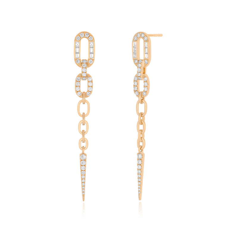 Diamond Graduated Chain Drop Earrings