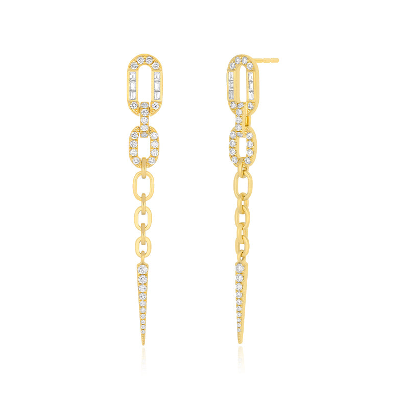 Diamond Graduated Chain Drop Earrings