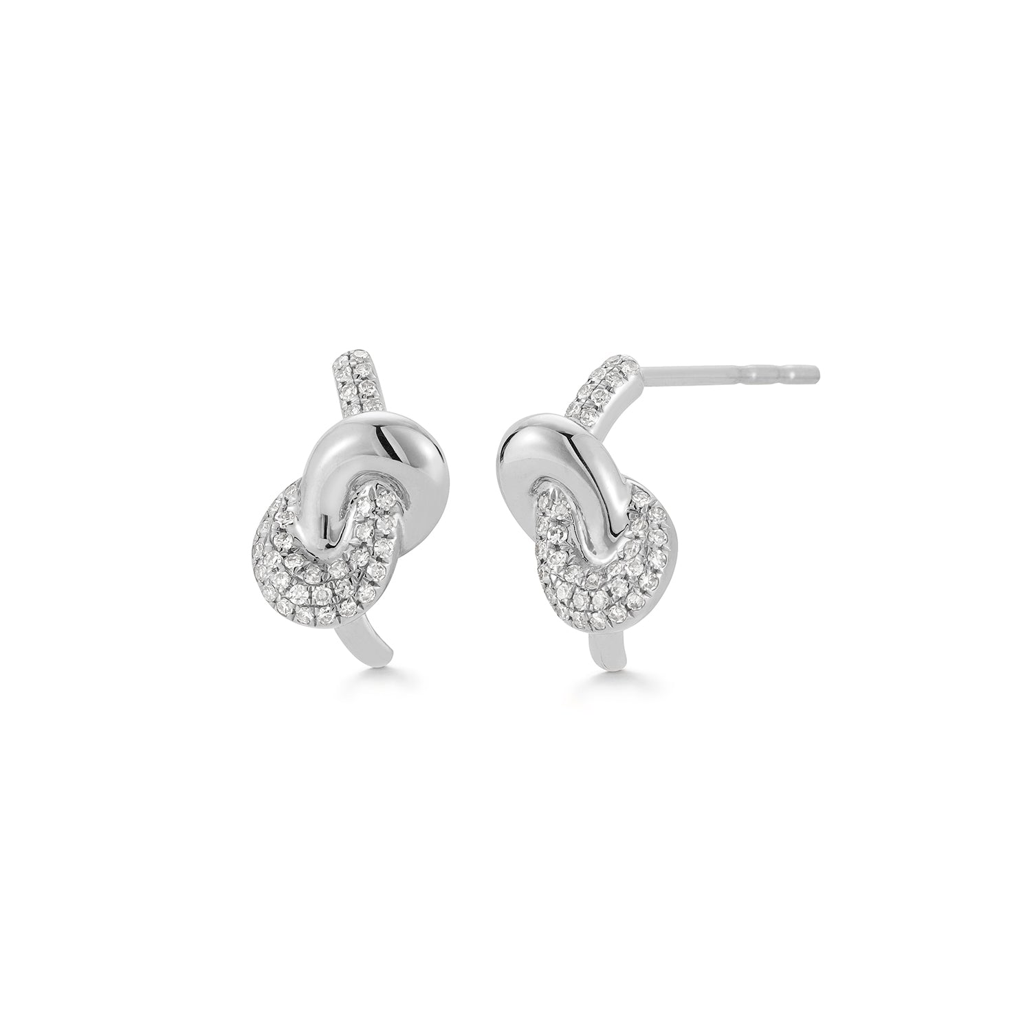 Diamond & Gold Love Knot Stud Earrings