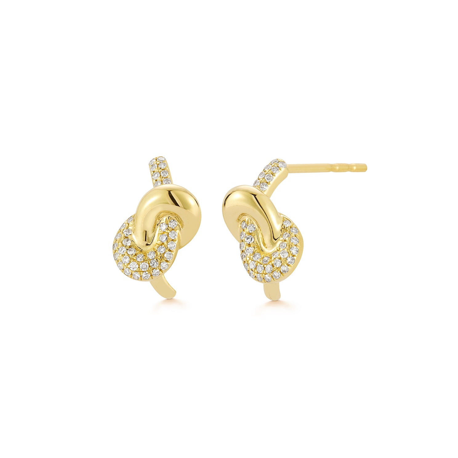 Diamond & Gold Love Knot Stud Earrings