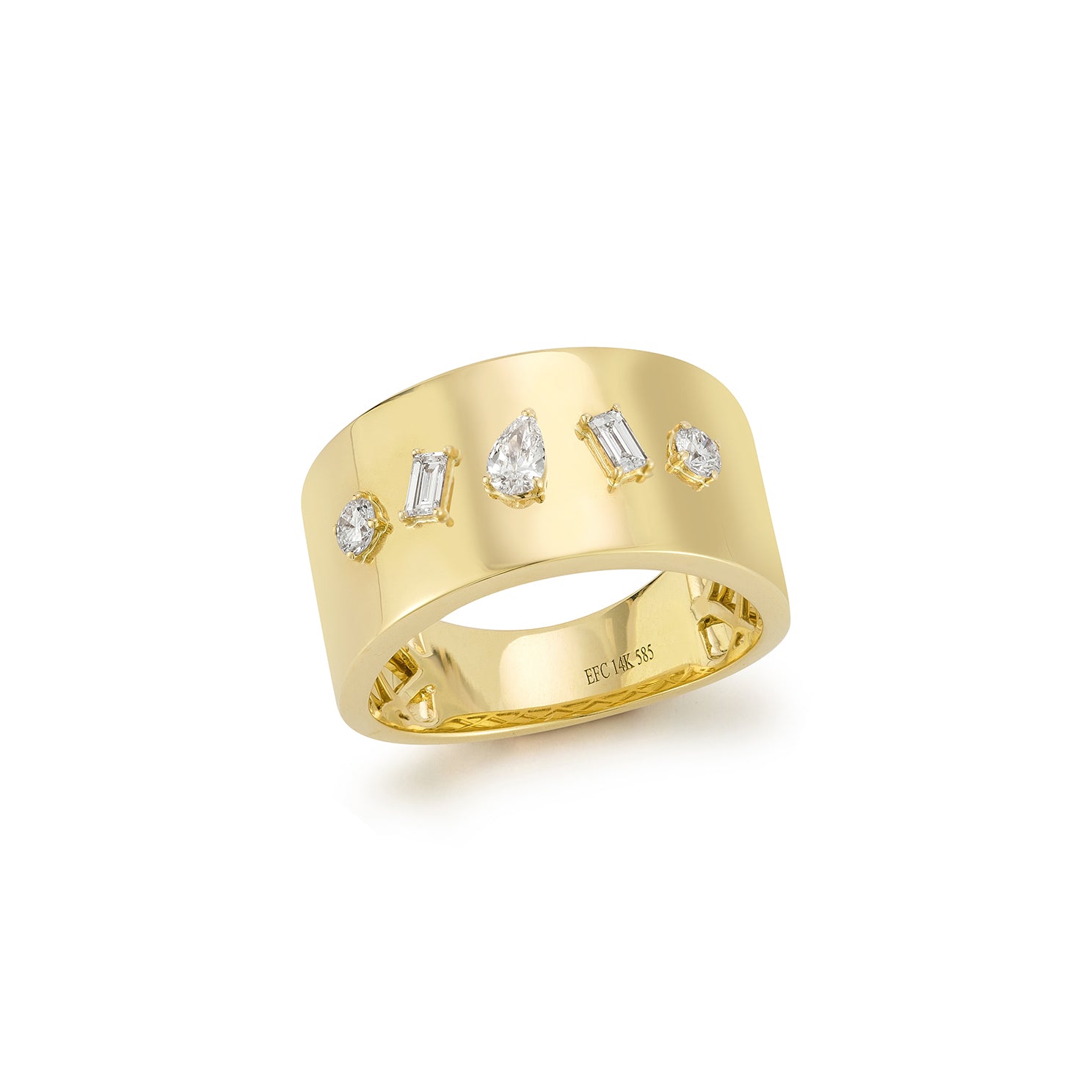 Diamond Multifaceted Cigar Ring