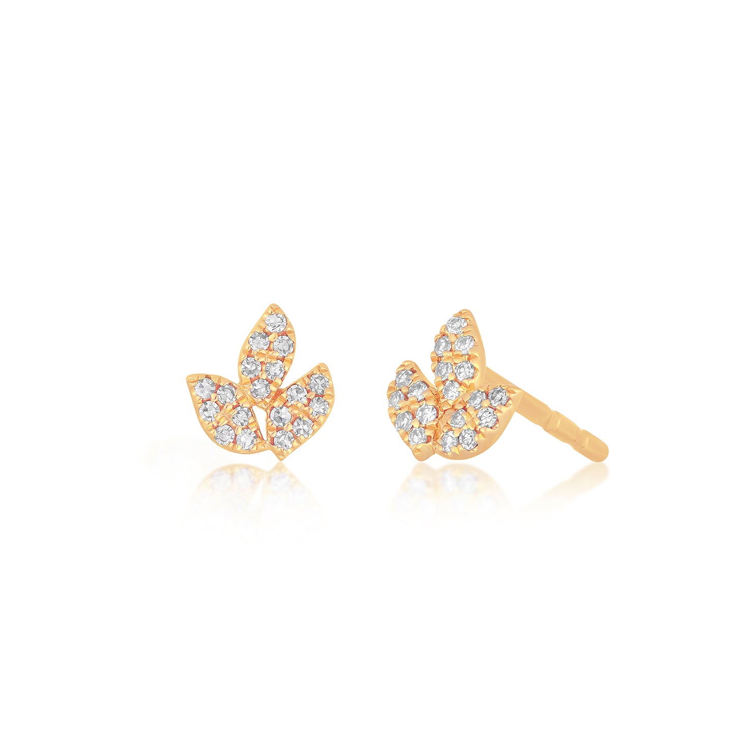 Pavé Diamond Leaf Stud Earring