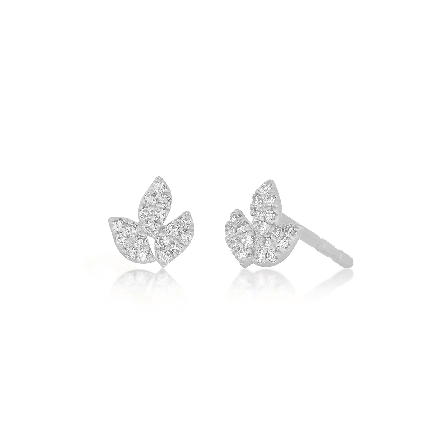 Pavé Diamond Leaf Stud Earring