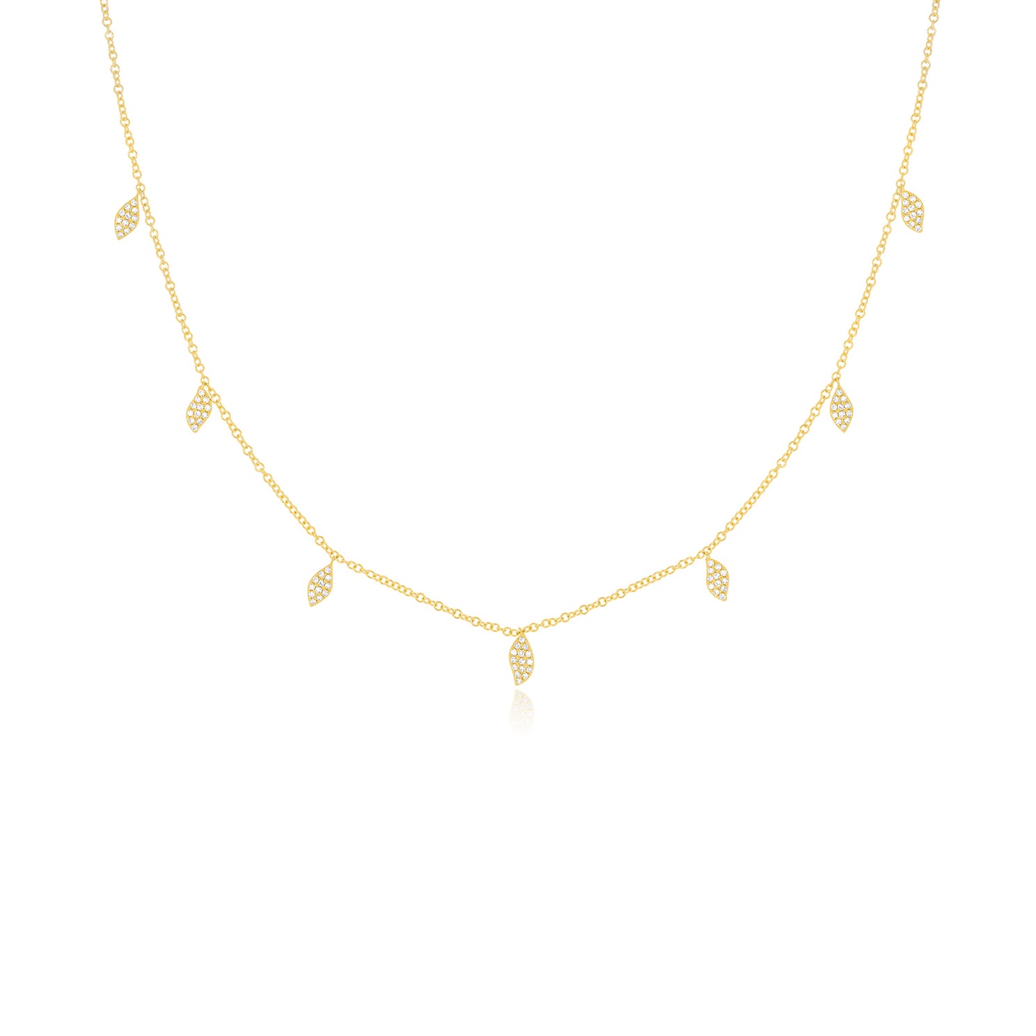 Pavé Diamond Multi Leaf Necklace