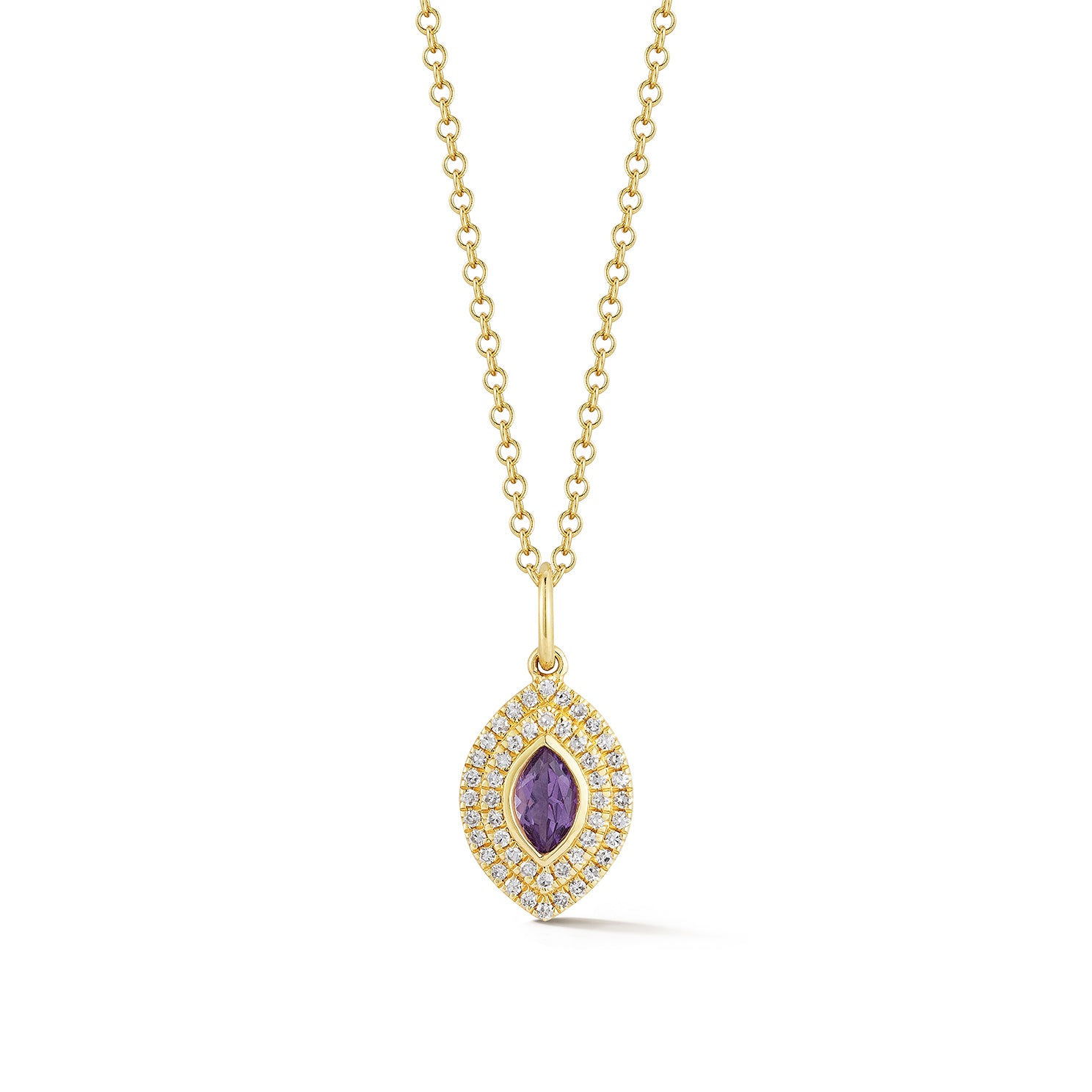 Diamond & Marquise Amethyst Gem Necklace