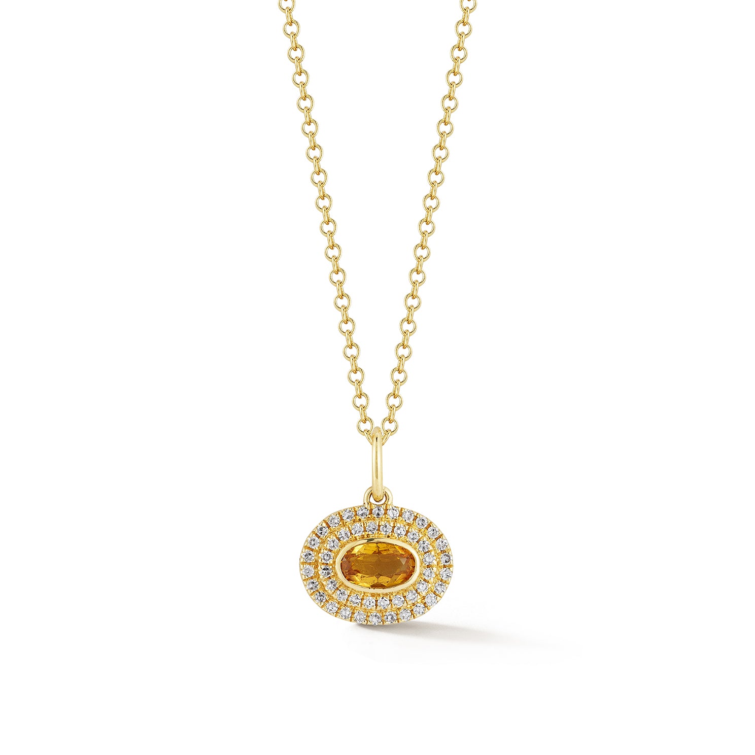 Diamond & Oval Citrine Gem Necklace