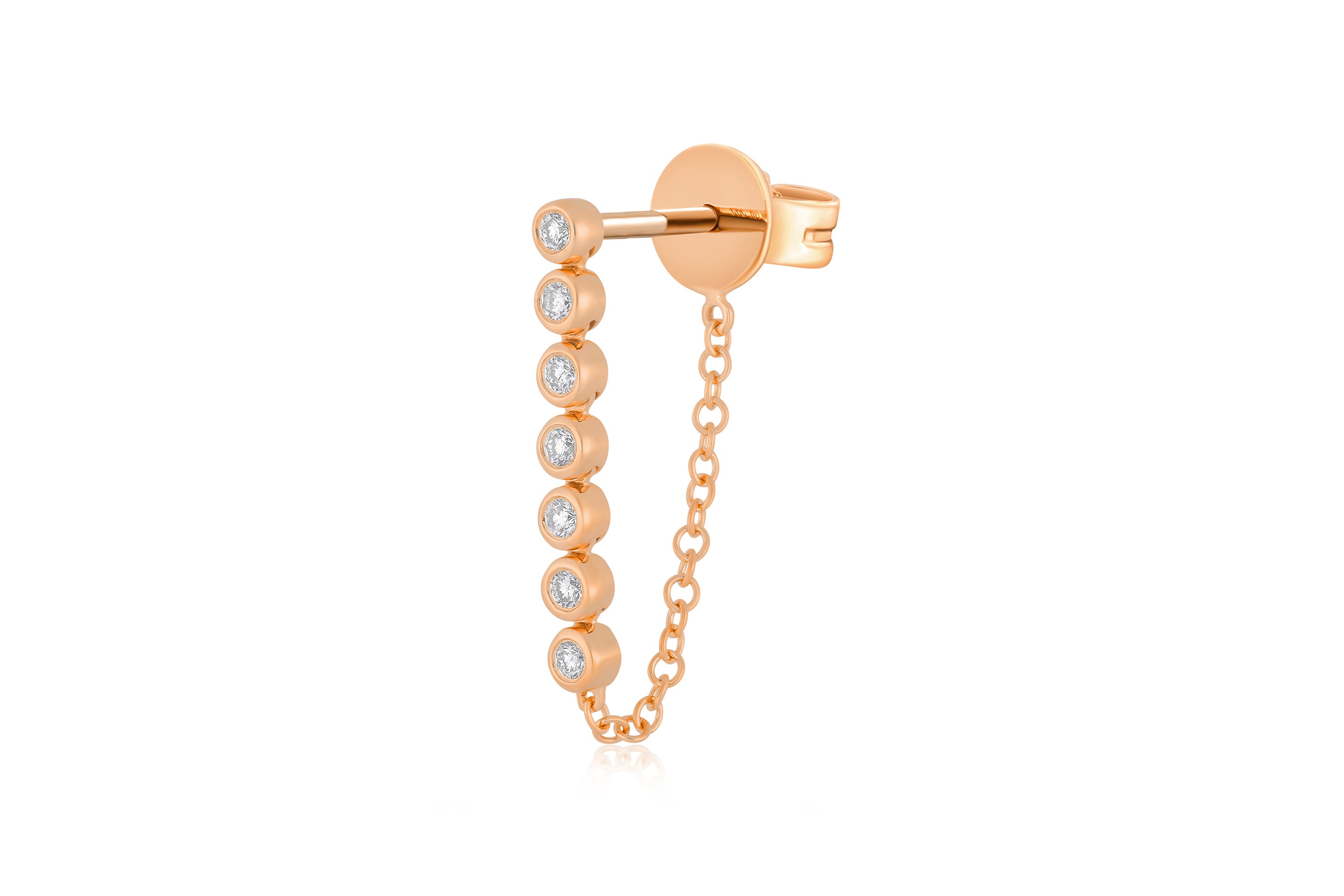 Mutli Diamond Bezel Chain Stud Earring