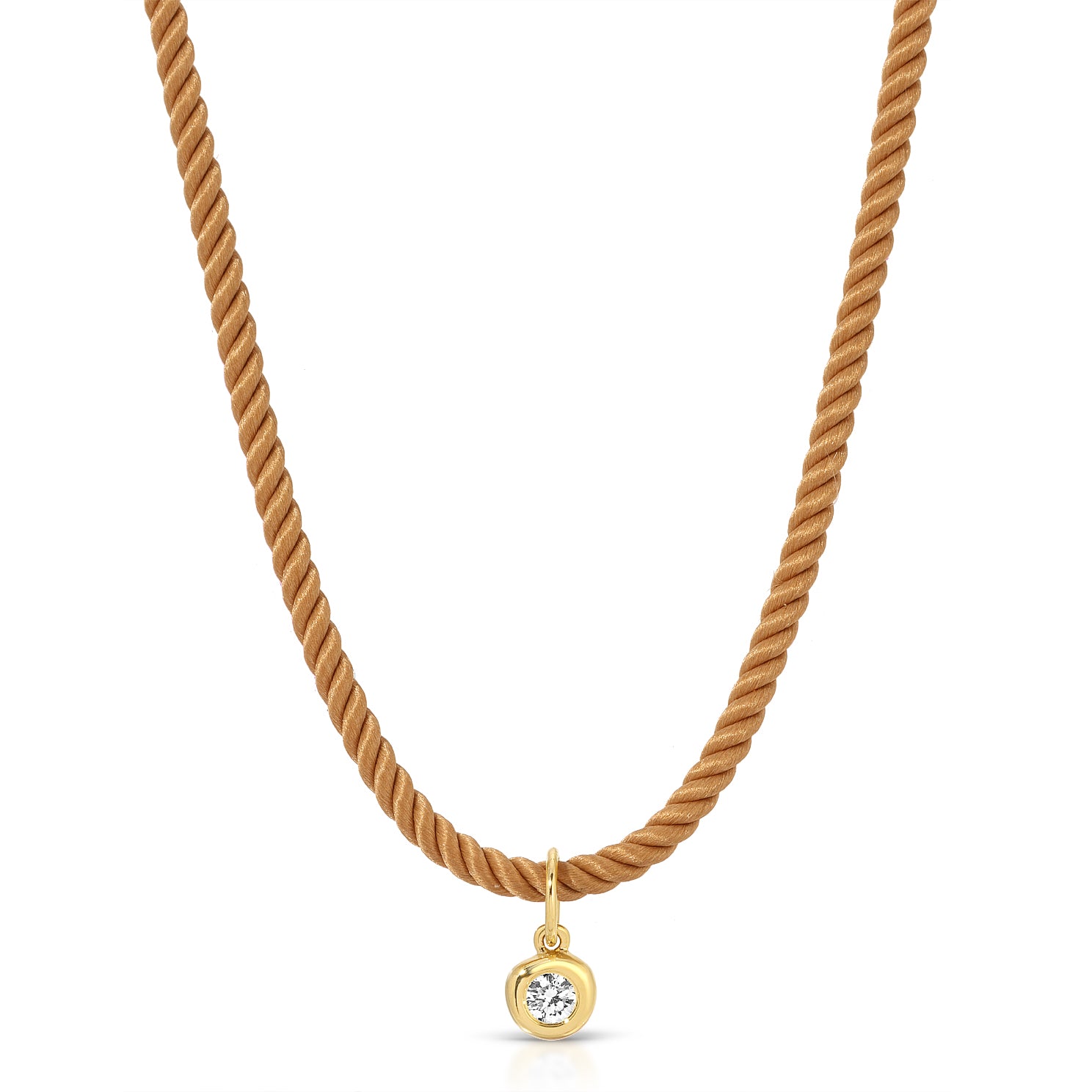 Diamond Pillow Cord Necklace In Honey