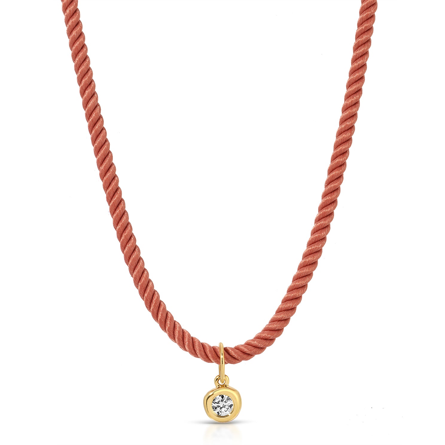 Diamond Pillow Cord Necklace in Peony 14k Yellow Gold 