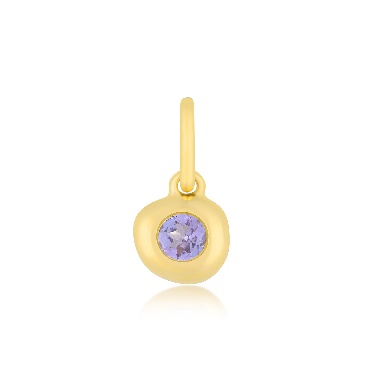 Amethyst Birthstone Pillow Charm in 14k Yellow Gold