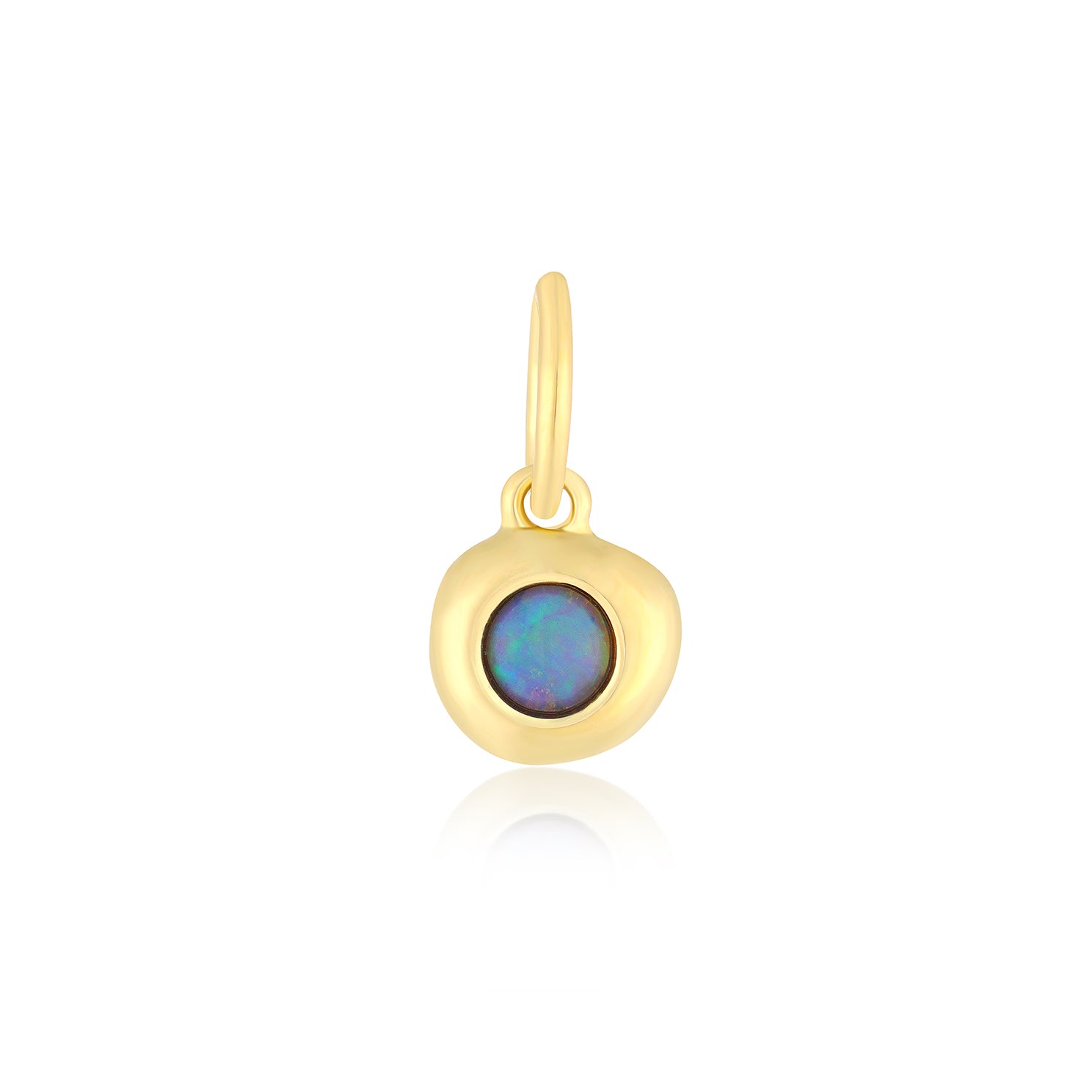 Opal Birthstone Pillow Charm in 14k Yellow Gold