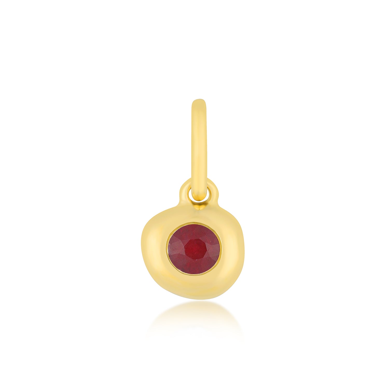 Ruby Birthstone Pillow Charm in 14k Yellow Gold