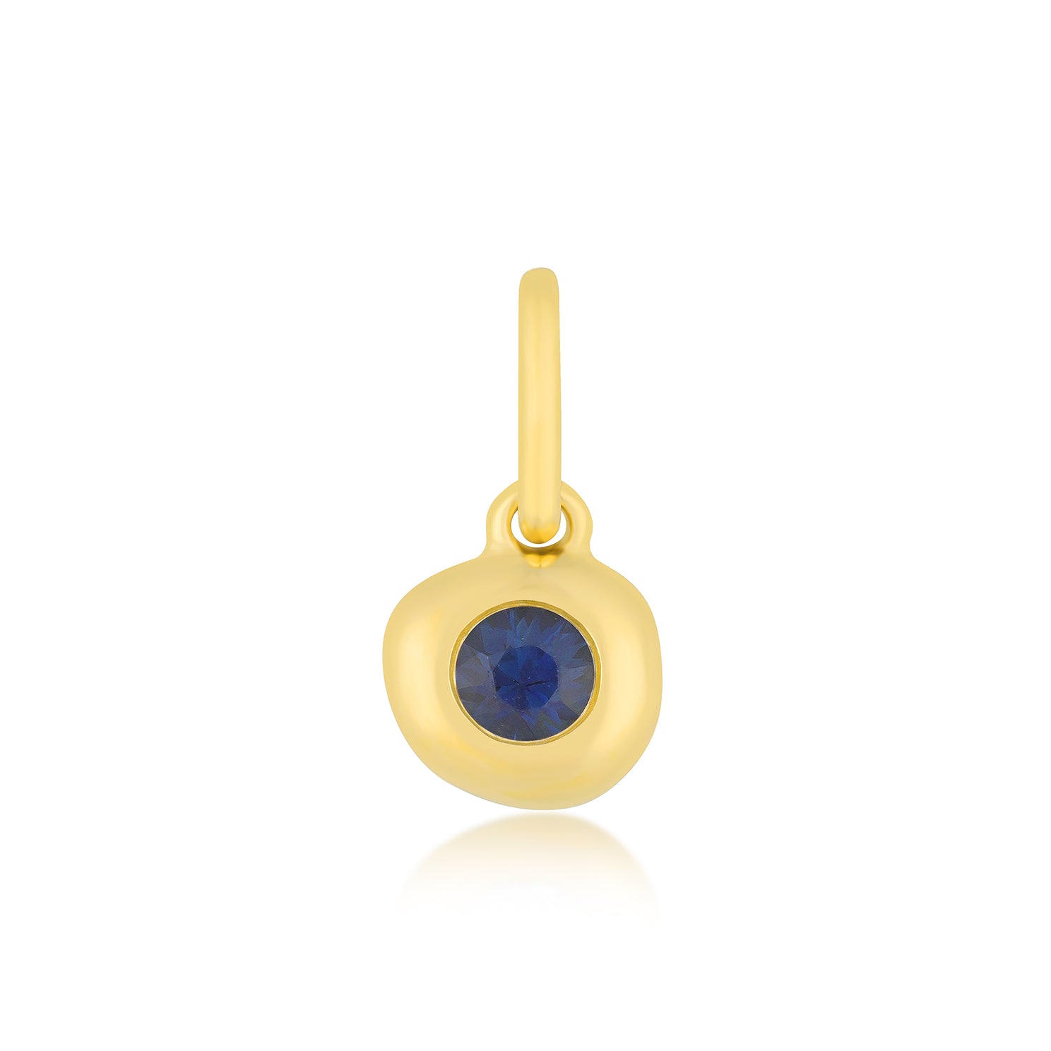 Blue Sapphire Birthstone Pillow Charm in 14k Yellow Gold