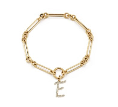 Mixed Chain Jumbo Script Initial Bracelet