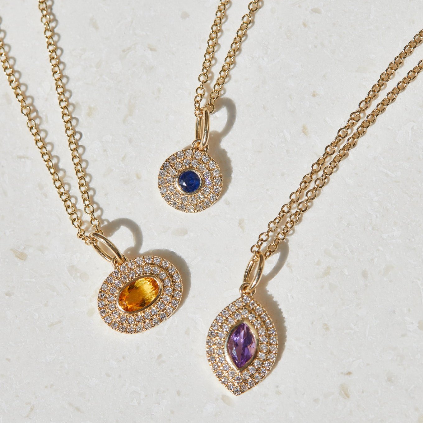 Diamond & Marquise Amethyst Gem Necklace