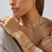 EF Collection 14k yellow gold necklaces, rings, and bracelets styled on model