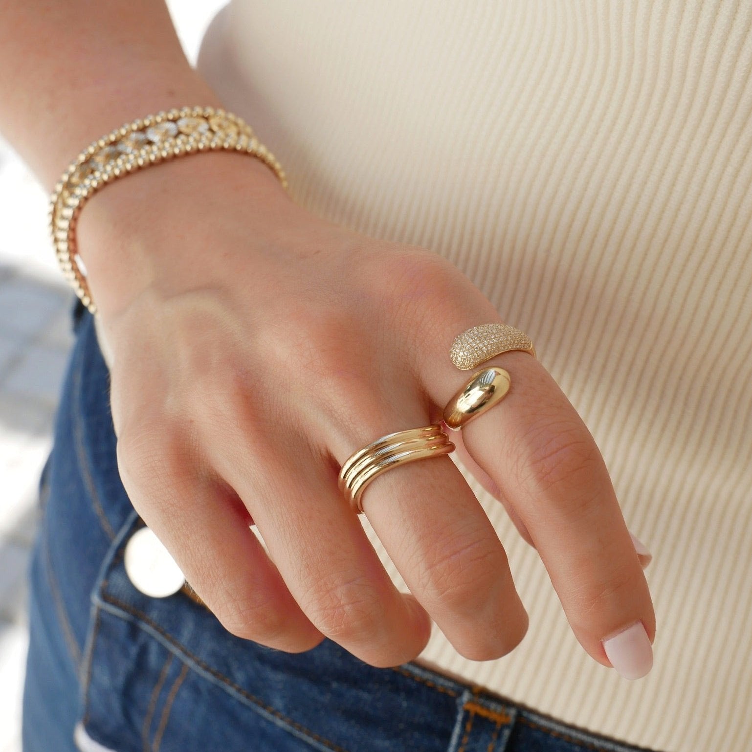 Gold Triple Wave Ring