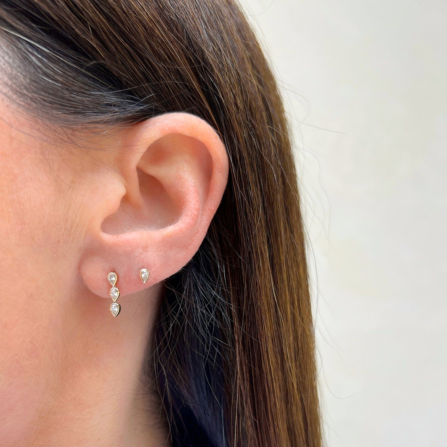 2nd Hole Earring, Single Stud Earring, 14Kt Gold 0.10 Ct Diamond Earring,  Real Diamond Earring, Gold Diamond Earring, Diamond Stud
