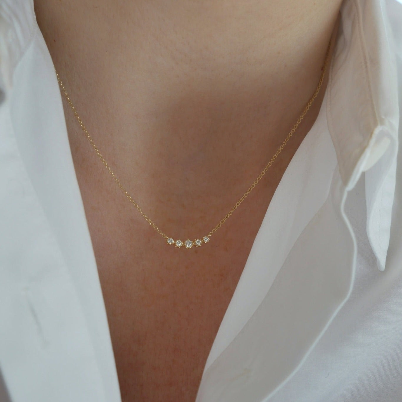 Diamond Crown Crescent Necklace