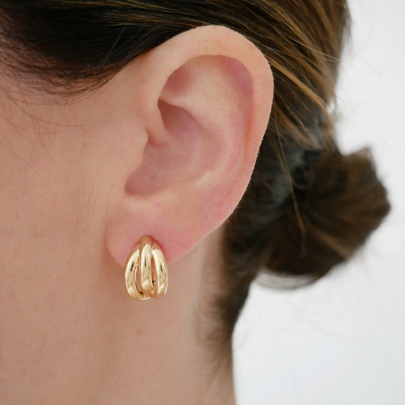 Gold Knot Huggie Earrings