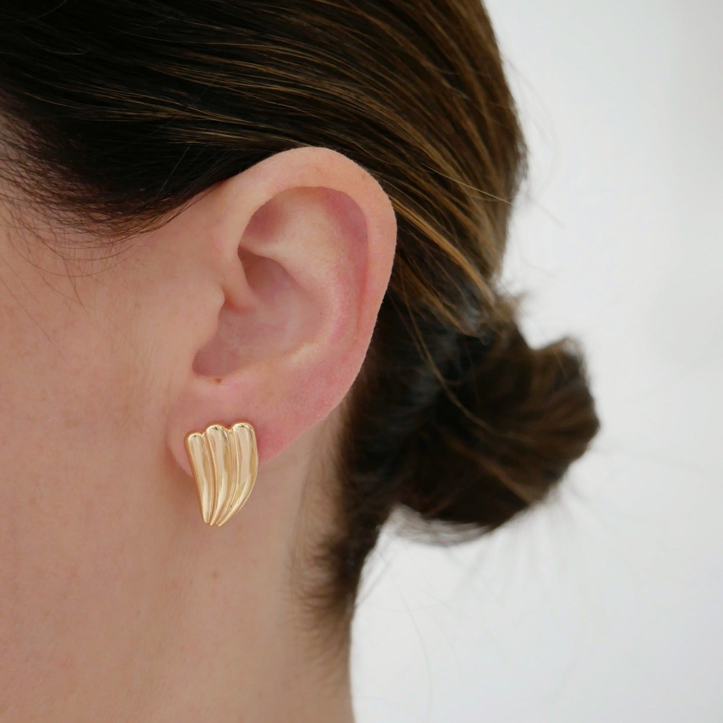 Jumbo Gold Fan Stud Earrings