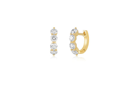 Jumbo Prong Set Diamond Mini Huggie Earring | 14k Gold | EF Collection ...