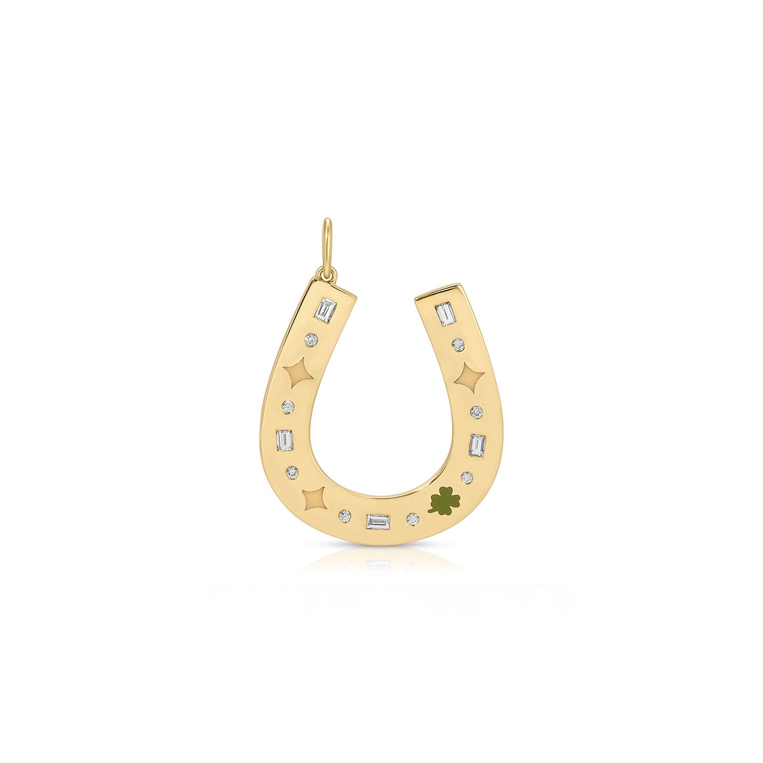 Jumbo Lucky Horseshoe Charm in 14k Yellow Gold | Necklace Charm