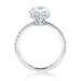 The Jessica Engagement Ring with pear shaped center diamond and micro pave diamonds on platinum gold band