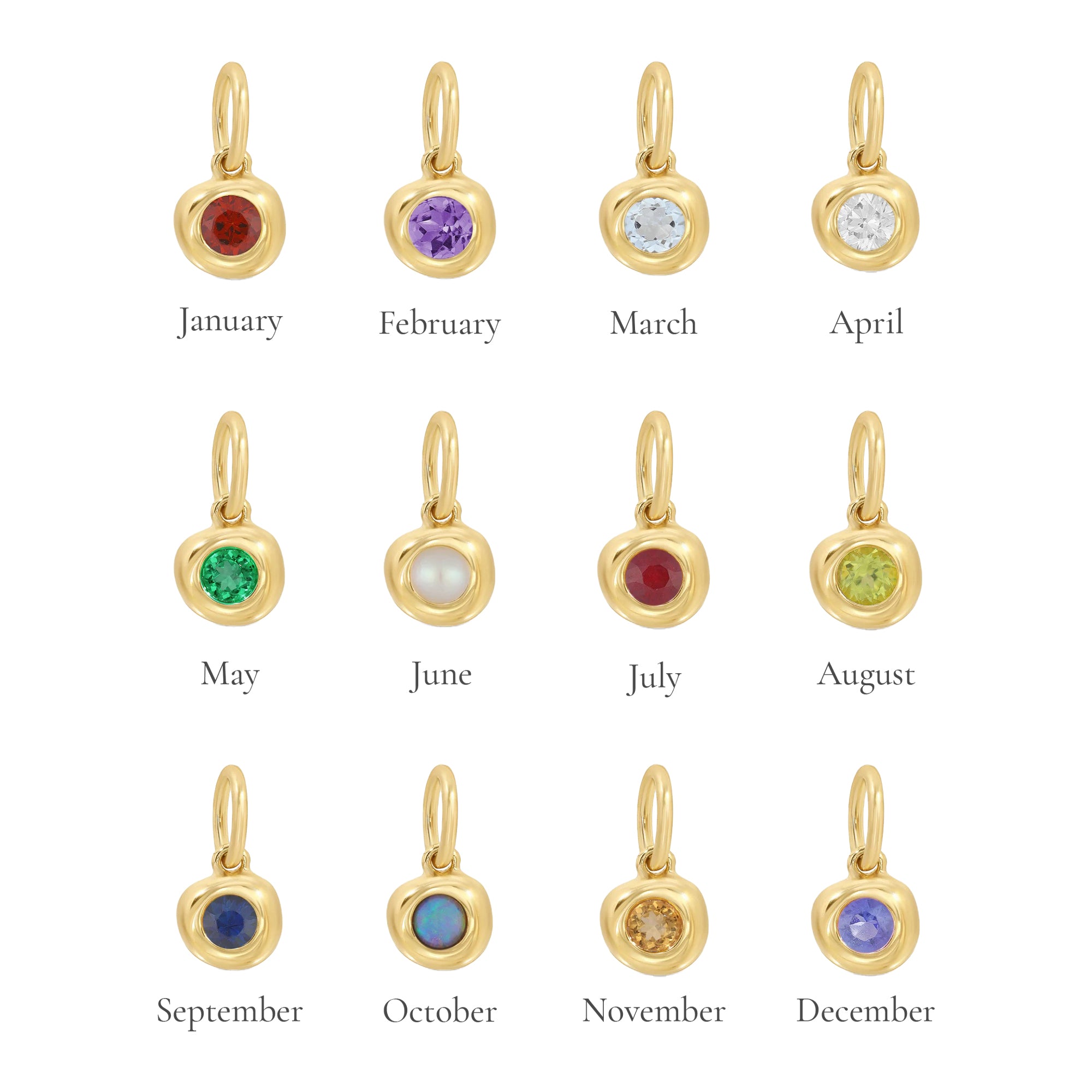 Pillow Birthstone Charm 14k Yellow Gold